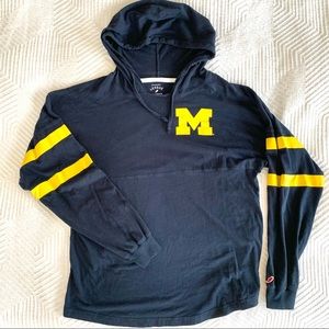 UNIVERSITY of MICHIGAN Oversized Long Sleeve Hoodie T-Shirt
